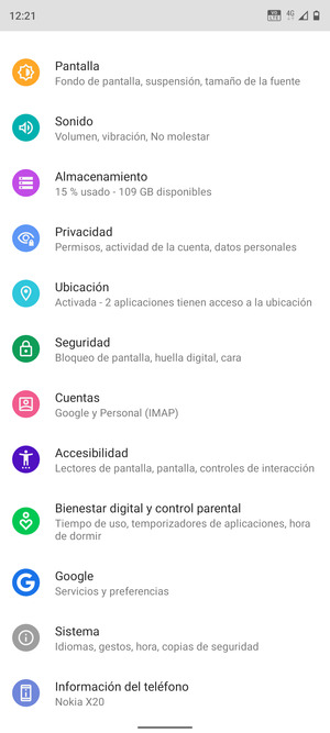 Desplácese y seleccione Cuentas