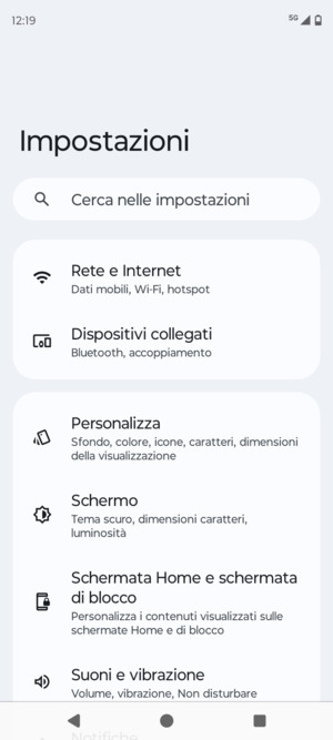 Seleziona Rete e Internet