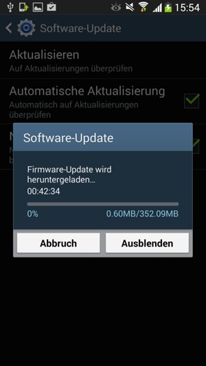 Falls Ihr Handy nicht aktualisiert ist, wählen Sie Ausblenden und
folgen Sie den Anweisungen auf dem Bildschirm.