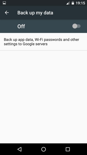 Turn on Back up my data