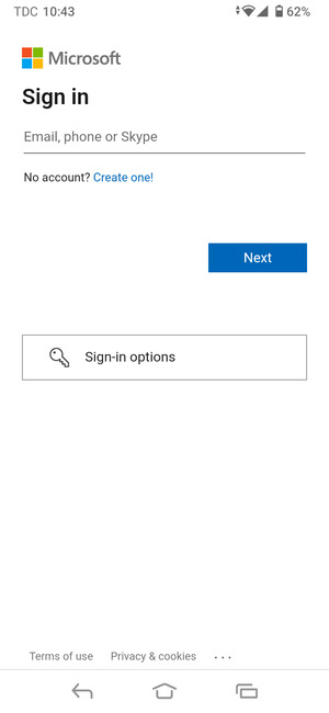 Enter your Email address and select Next