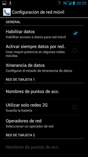 Seleccione Itinerancia de datos