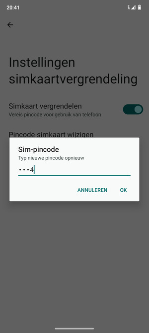 Bevestig uw nieuwe sim-pincode en selecteer OK