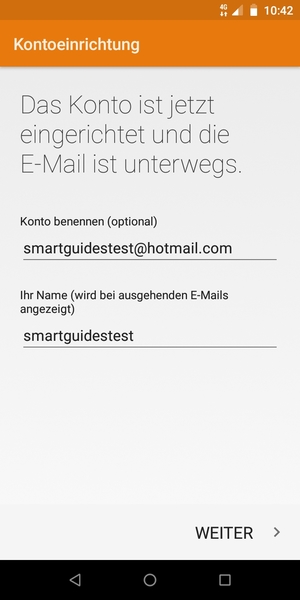 Geben Sie Ihrem Konto einen Namen und geben Sie Ihren Namen ein. Wählen Sie WEITER