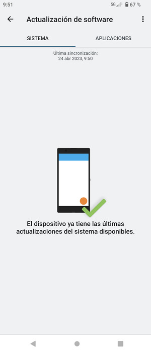 Si su teléfono está actualizado, verá la siguiente pantalla
