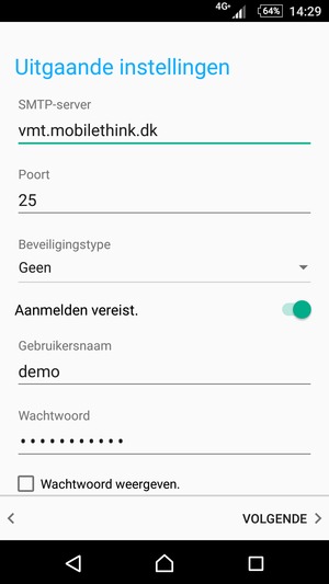 Voer Uitgaand serveradres in