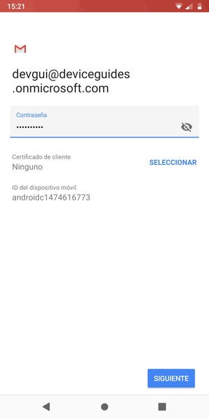 Introduzca su contraseña y seleccione SIGUIENTE