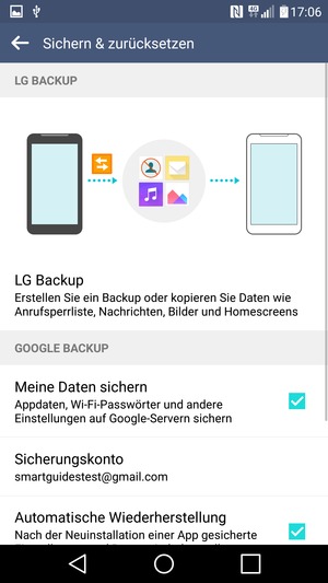 Wählen Sie Sicherungskonto