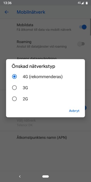 Tryck på ditt föredragna alternativ