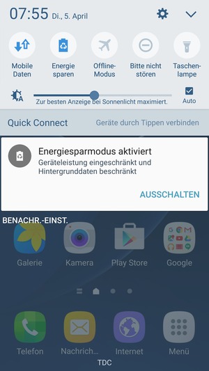 Schalten Sie Energie sparen ein