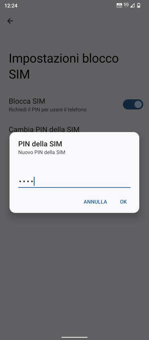 Inserisci Nuovo PIN della SIM e seleziona OK