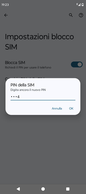 Conferma il nuovo PIN della SIM e seleziona OK
