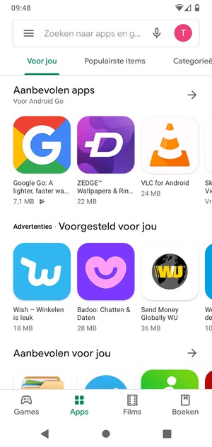 Selecteer de zoekbalk