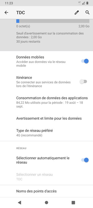 Faites défiler et sélectionnez Noms des points d'accès