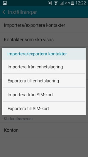 Välj Importera från SIM-kort