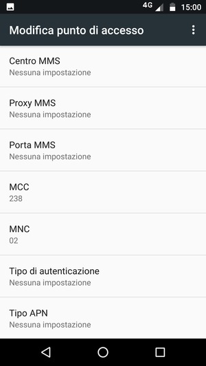 Scorri verso il basso e inserisci le informazioni degli MMS