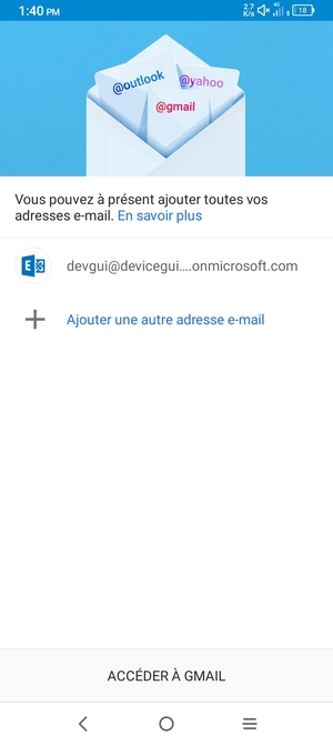 Sélectionnez ACCÉDER À GMAIL