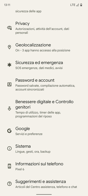 Scorri e seleziona Sistema