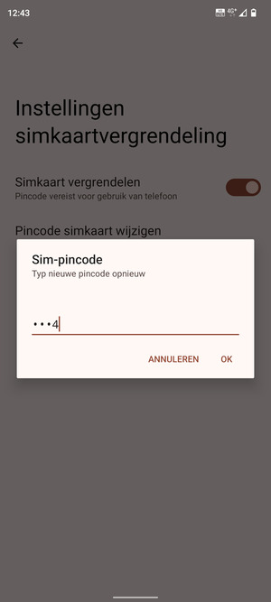 Bevestig uw nieuwe sim-pincode en selecteer OK