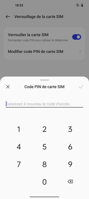 Veuillez confirmer votre nouveau code PIN de la carte SIM et sélectionner OK