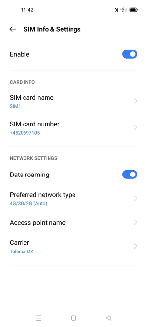 Turn Data roaming on or off