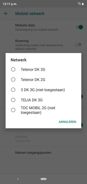 Selecteer een netwerkoperator uit de lijst