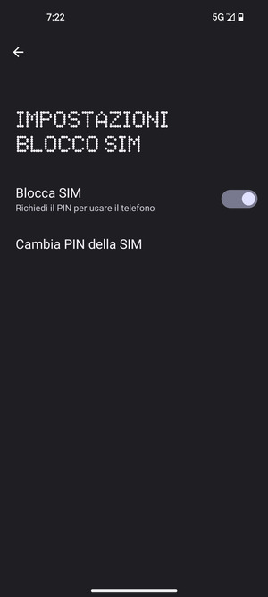 Seleziona Cambia PIN della SIM