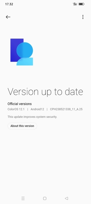 If your phone is up to date, you will see the following screen