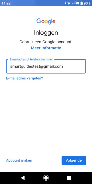 Voer uw Gmail adres in en selecteer Volgende