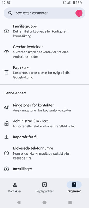 Scroll til og vælg Administrer SIM-kort