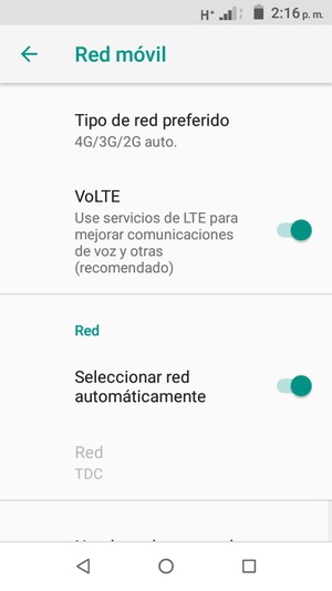 Seleccione Tipo de red preferido