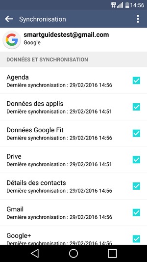 Cocher toutes les cases et sélectionnez le bouton du Menu