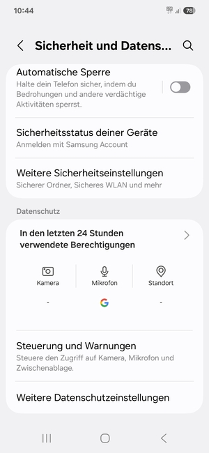 Scrollen Sie und wählen Sie Weitere Sicherheitseinstellungen