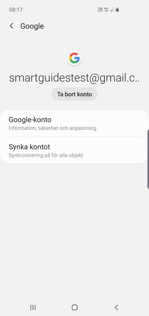 Välj Synka kontot