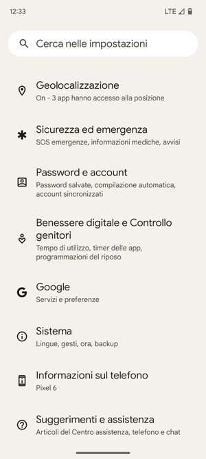 Scorri e seleziona Sistema