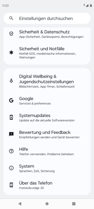 Scrollen Sie und wählen Sie Systemupdates