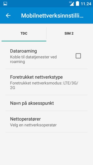 For å bytte nettverk hvis det oppstår nettverksproblemer, velg Nettoperatører