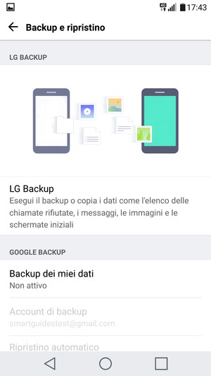 Seleziona Backup dei miei dati