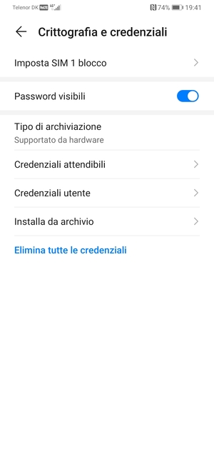 Seleziona Imposta SIM blocco