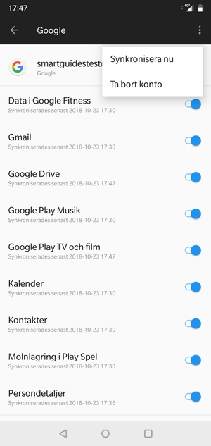 Välj Synkronisera nu
