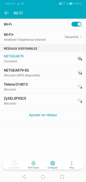 Vous êtes maintenant connecté au réseau Wi-Fi
