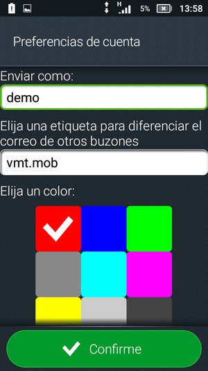 Déle a su cuenta un nombre y escriba su nombre. Seleccione Confirme