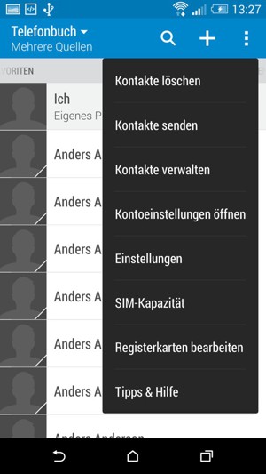 Wählen Sie Kontakte verwalten