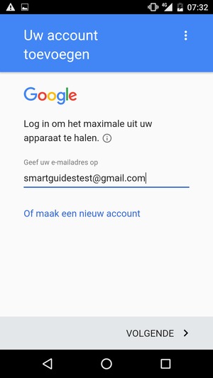 Voer uw Gmail adres in en selecteer VOLGENDE