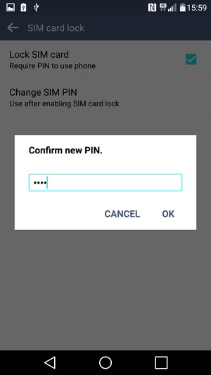 Confirm your new SIM PIN and select OK