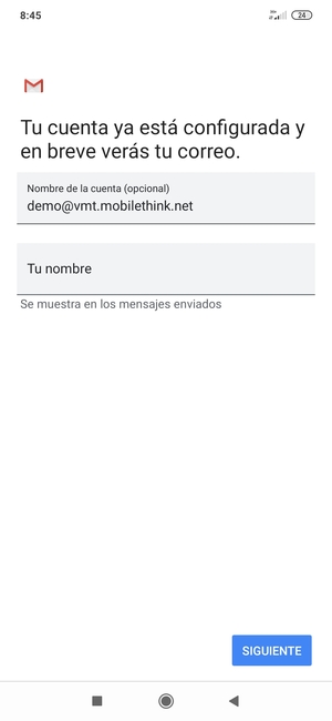 Déle a su cuenta un nombre y escriba su nombre. Seleccione SIGUIENTE