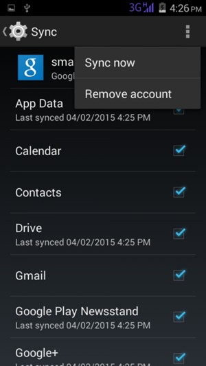 Select the Menu button and select Sync now