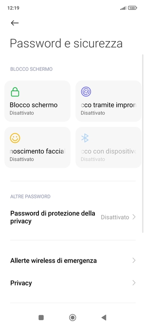 Scorri e seleziona Privacy
