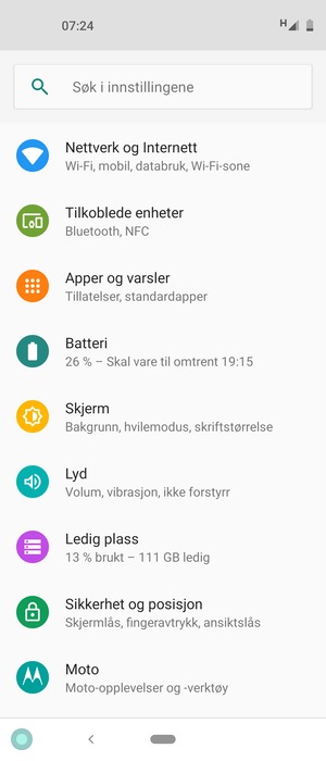 Velg Nettverk og Internett