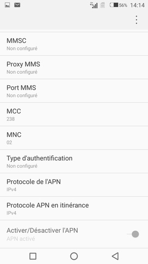 Faites défiler vers le bas et saisissez les informations MMS